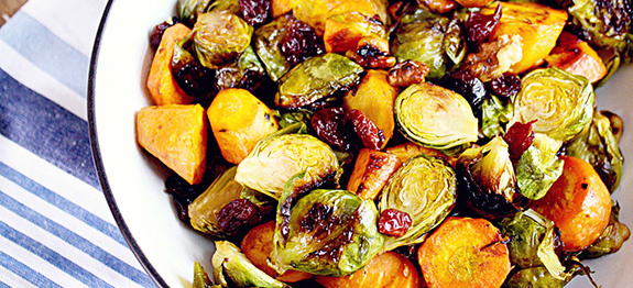 Maple Dijon Mustard Roasted Brussel Sprouts And Carrots